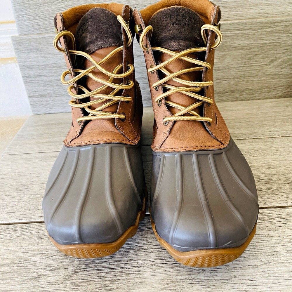 Sperry Top-Sider Men's Waterproof Duck Boot Ankle Lace-Up Leather Brown/Gray